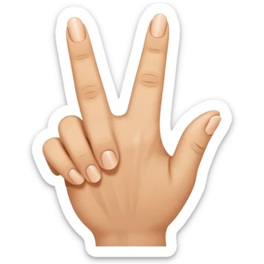 Hand with thumb and index finger and middle finger up and ring finger and pinky down sticker