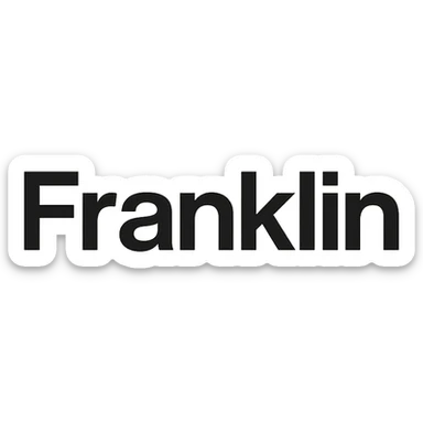 'Franklin' word mark, title case, modern Helvetica-style, startup branding, black sticker