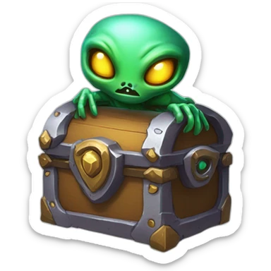 alien corrupted chest futuristic roguelike rpg style inspired by hearthstone sticker