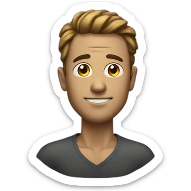 a man with a giant head sticker