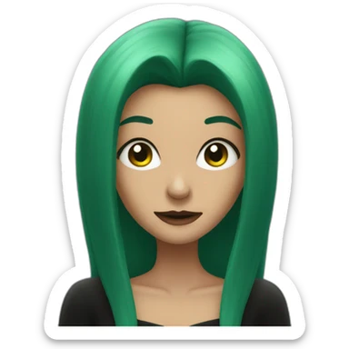 evil witch with  black+ green hair sticker