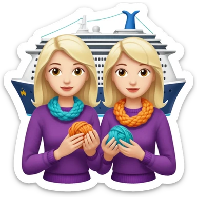 white ladies knitting on a cruise ship sticker