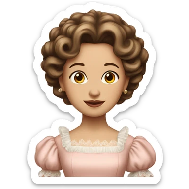 vintage rococo mixed woman with brown hair in a light pink gown  sticker