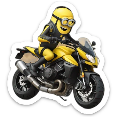 Minion on sportive motobike sticker