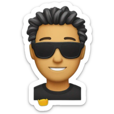 man with trasher t-shirt and hair curtains  sticker