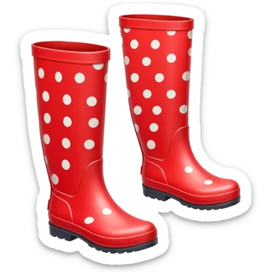 Dots Rain boots Red Color  sticker