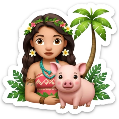 Moana and pua  sticker