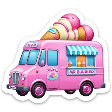 Pink ice cream van in luton called Mr rushed sticker