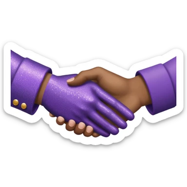 Glitter Purple and Cian handshake sticker