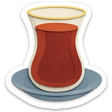 çay in a tulip glass with layered paper look sticker