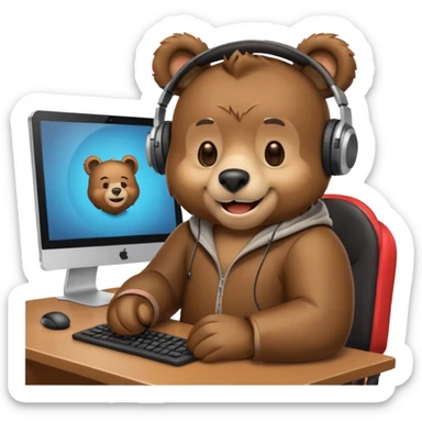 bear emoji playing and chilling pc cozy sticker