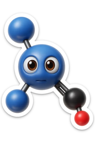 emoji stile iphone in 3d di istamina molecola con occhi con la parte bianca pure, iperrealistico 4k sticker