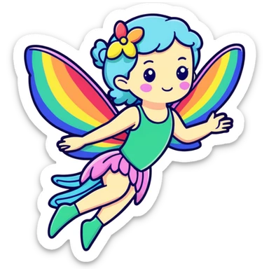 Rainbow glitter fairy  sticker
