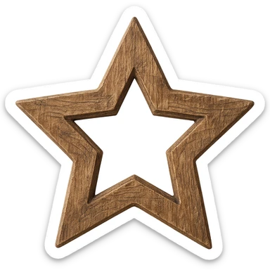 star with a wood texture, no background, transparent center sticker