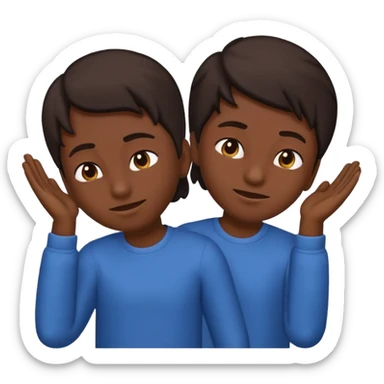The emoji is as follows: head down while shaking it left and right moderately, right hand up near the head in this emoji position ☝️ while shaking forward and backwards moderately and gives the vibe of "nah we gotta go" or "nah fk this shi we out" sticker