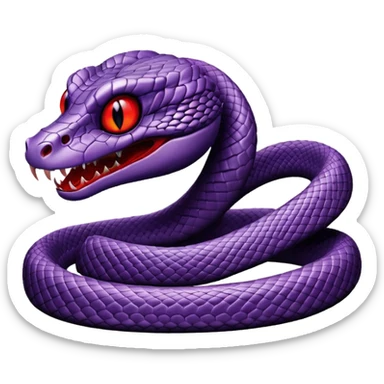 purple snake with glowing eyes and a sinister grin, scary and simple like the spider emoji sticker