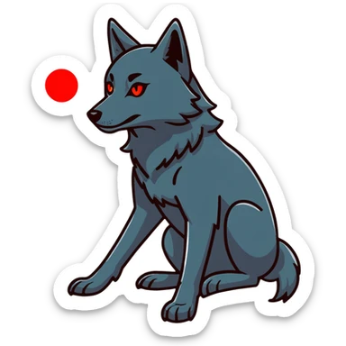 black wolf with glowing red eyes sticker