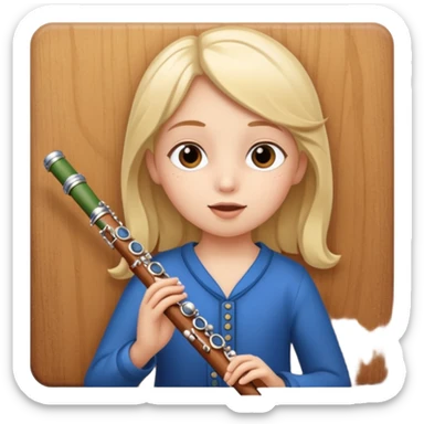 girl kid plays flute sticker