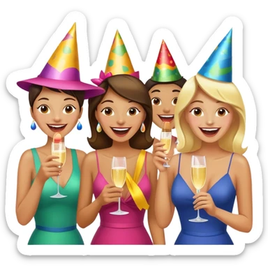 Woman laughing with a big group of friends sticker