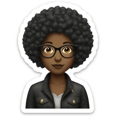 black girl with afro and glasses sticker