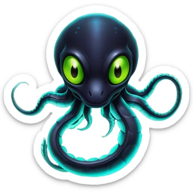 Black Dark Nocturnal Neon-glowing Abyssal Nightly Abyss-Fakémon-Creature sticker