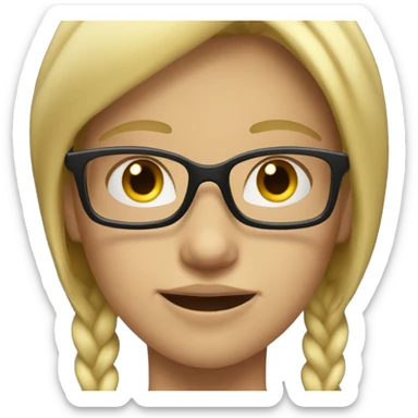 a blond girl with glasses who do muscu sticker