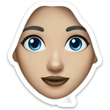 White women black hair with a pomsky blue eyes sticker