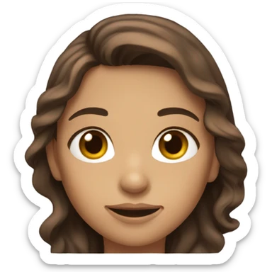 brown long wavy hair brown eyes and white skin girl sticker