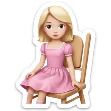 Blonde Doll wearing pink sitting On The Chair  sticker