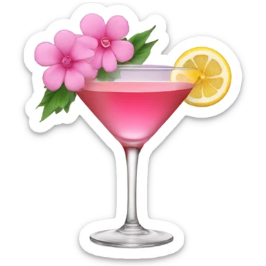Cocktail with pink flowers sticker