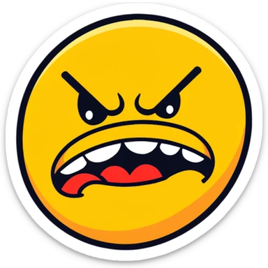 ugly rage emoji with over-the-top angry expression and asymmetry sticker