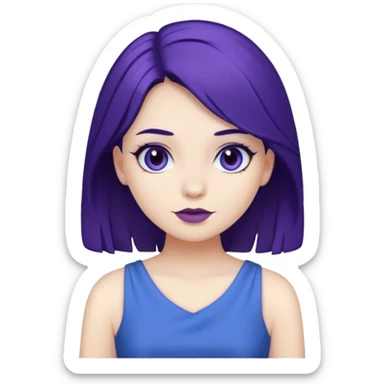 dark purple hair, white skin and blue dress girl  sticker