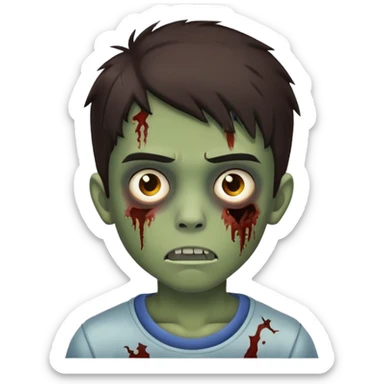 boy zombie teen with dark brown hair medium sticker
