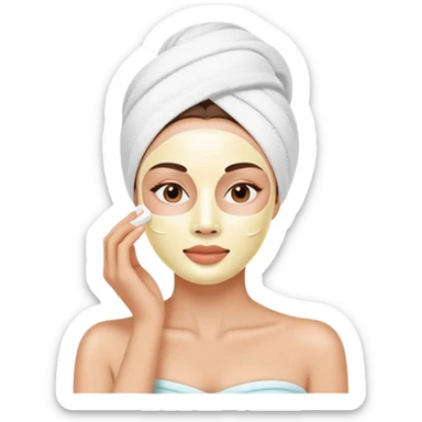 Lady with face cream mask spa beauty full face relaxing sticker