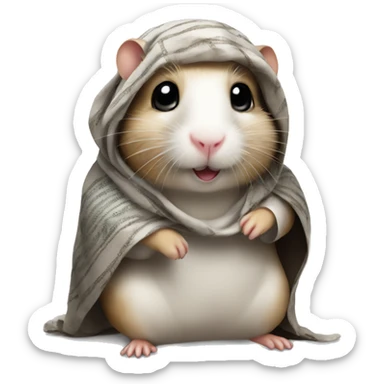 An Arab hamster wearing a thobe and shemagh sticker