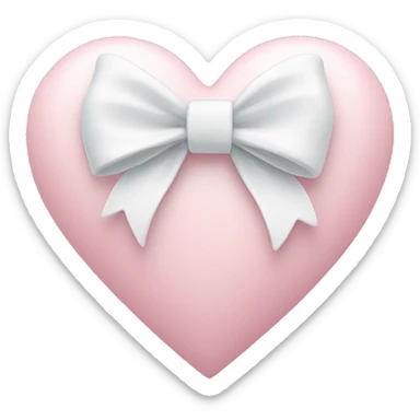 Pastel pink heart with white bow sticker