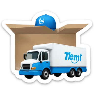 Blue Amazon delivery truck with signature logo sticker