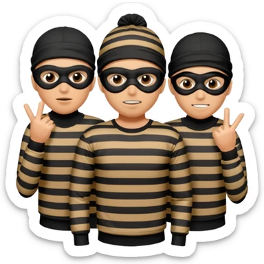 A 3 theif robbers emoji,Stripped shirt,eye mask, black head. sticker
