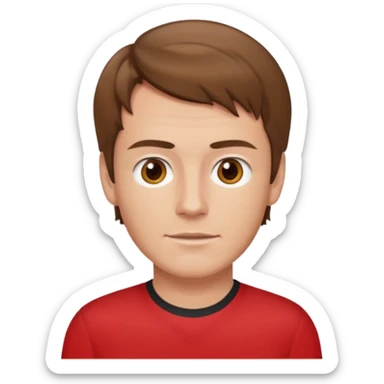 Murray Cook light brown hair, brown eyes, red shirt sticker