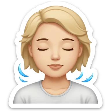 person relaxing with eyes closed enjoying a pleasurable breeze on their face sticker