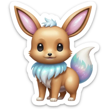 Kawaii Shiny Glossy Glassy Pastel Iridescent Albino White Glittery Eevee Full Body sticker