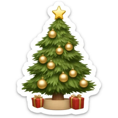 Cozy Christmas tree with beige ornaments sticker