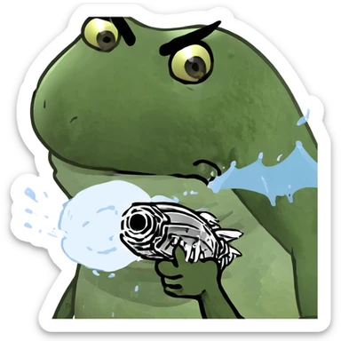 Fearsome turtle with spiked shell, large dragon wings, prominent fangs, sharp claws, shooting water and steam sticker