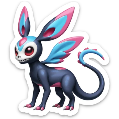 Shiny Duskull-Salandit-Sylveon-Fakémon-hybrid-creature (full body)  sticker
