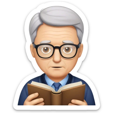 mature man reading with glasses sticker