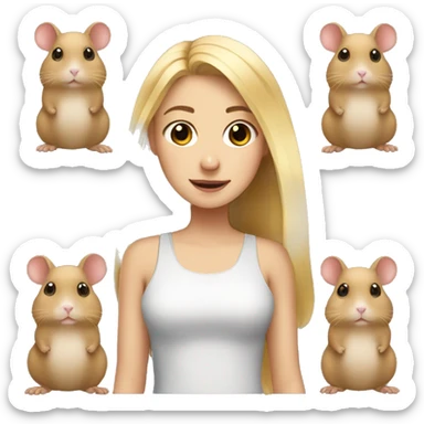 blonde girl and three hamster sticker