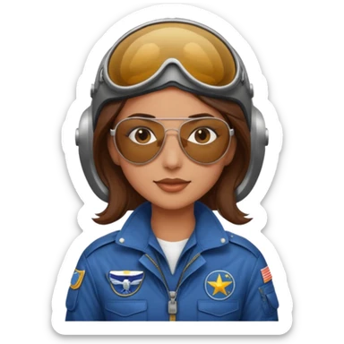 A female pilot with medium skin and tied-back brown hair sticker