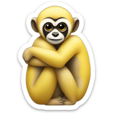 yellow gibbon hugging gibbon sticker