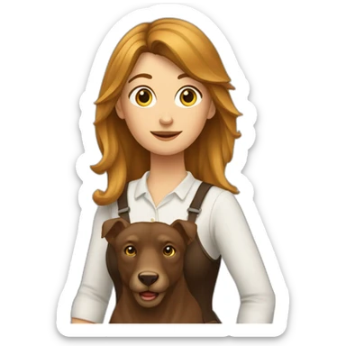 Eine Frau mit braunen Haaren und neben ihr steht ein Pferd sticker