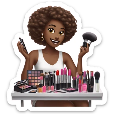 Makeup kit and a girl sticker